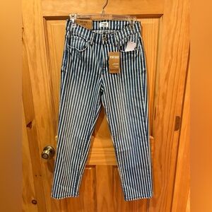 Kensie Vintage Lux The Ella Straight Leg Striped Blue Jeans NWT